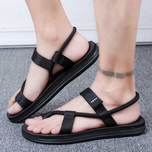 Summer Men Sandals Velcro Slip-On Fashion Flat Sandals Two Wear Casual Basic Couple Slippers Men Adult Beach Flip Flop