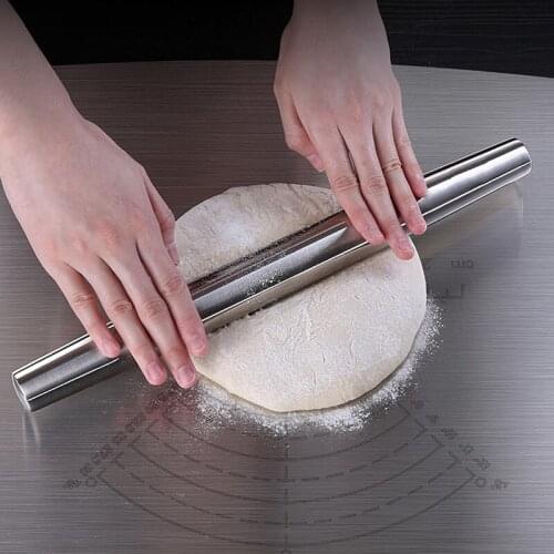 Stainless Steel Dumpling Wonton Rolling Pin Anti-Mildew Antibacterial Non-Stick Kneading Stick Kitchen Pastry Tools Accessories