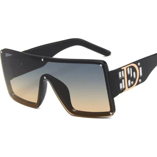 Unique Stylish One-piece Sunglasses Women Men Unisex Eyeglasses Brand Designer Oversized Square Shades Lunette De Soleil Femme