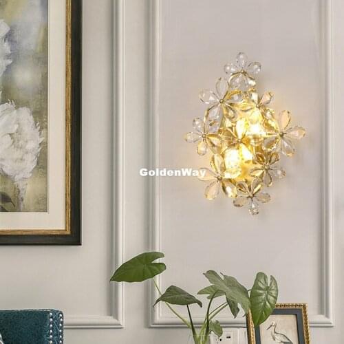 Modern Crystal Wall Lamp Bedroom Bedside Lamp Aisle Corridor Wall Lights W28cm H36cm Living Room Wall Sconce Lights AC 90~260V