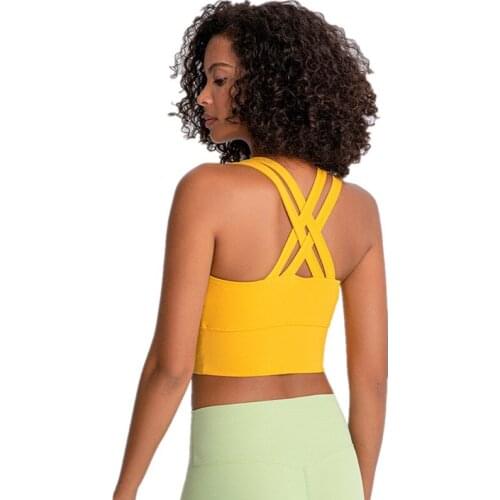 Autumn New Women High Strength Shockproof Sports Bra Sexy Back Cross Fitness Gym No Trace Quick-Drying Running Training Bra Vest