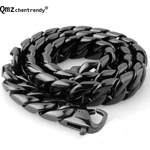 Extra-coarse Hip Hop Mens Chain Jewelry Top quality Gold steel black Thick Stainless Steel Big Chunky Hippie Rock Necklace 15mm