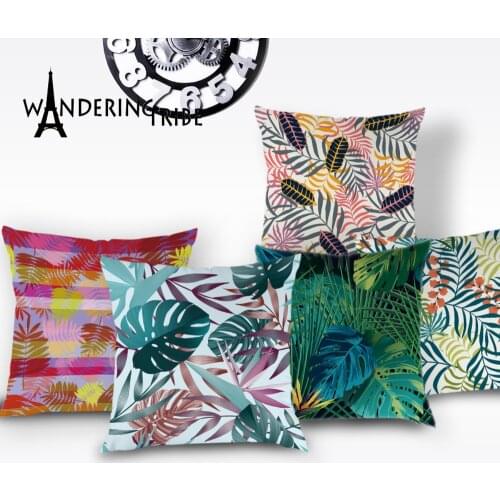 Jungle Tropical Throw Pillow Covers Plant Floral Blue Cushions Case Floral Pillow Cases Home Decor Sofa Bed Cushions Cover Cojin