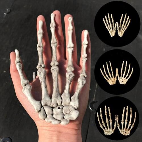 Halloween Decoration Realistic Life Size Skeleton Hands Plastic Fake Human Hand Bone Zombie Party Terror Scary Props