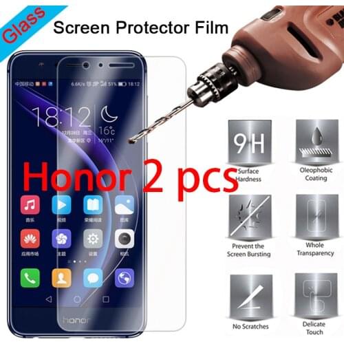 2PCS 9H Front Film Tempered Glass Screen Protector for Huawei Honor 8 Pro 8C 7S 7 Lite 6 Protective Glass For Honor Note 10 8