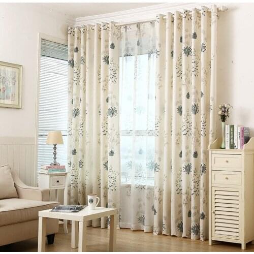 New Curtains Blue Cotton and Linen Printing Semi-shading Customized Finished Product Curtains for Living Dining Room Bedroom
