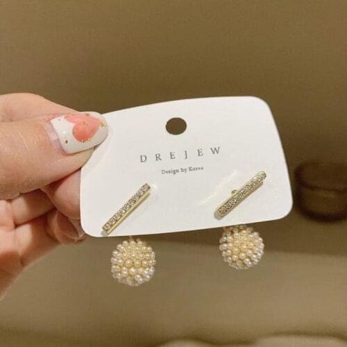 ​ZDMXJL Korea Fashion High Class Women Earring Simple Zircon Pearl Ball Drop Earrings Pandora 925 Original Jewelry Accessories