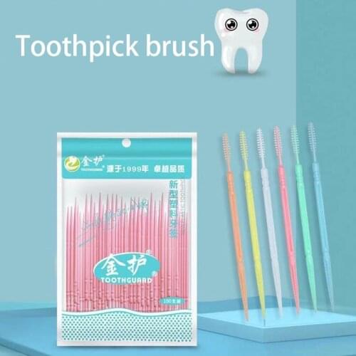 100 PCS Pick Interdental Brush Double-Head Brush For Teeth Cleaning Toothpick Oral Care Tool Toothpick Dental Floss