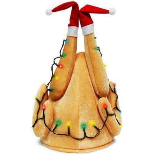 1 PC Unisex Turkey Hat Light-Up Drumsticks Cap Christmas Costume Thanksgiving Newly