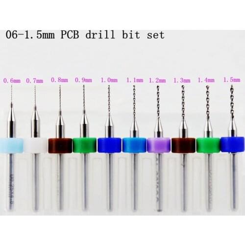 10pcs 0.6mm-1.5mm Import Carbide PCB Bit, Printed Circuit Board CNC Micro Drill Set, Woodworking Tools