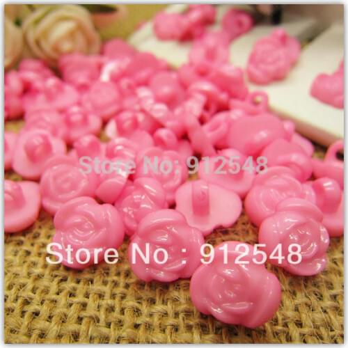11mm 100pcs pink rose shape plastic buttons flower Resin buttons for children garment ,mgh007