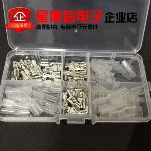 120pcs /set 2.8 mm 4.8 mm 6.3 mm Female Spade Terminals + Insulating sleeve with Transparent case Crimp Terminals Connectors