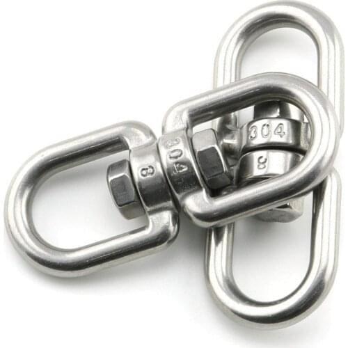 2PCS M8 Double Ended Swivel Eye Hook 304 Stainless Steel Eye to Eye Swivel Shackle Ring Connector