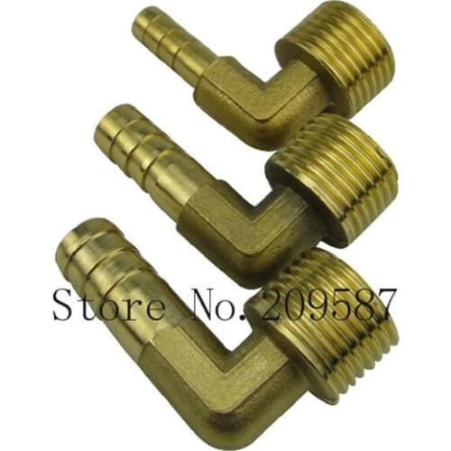 2pcs 2 ways 6-3/8 BSP House Barbed Elbow Male Brass Pipe Coupler Adapter