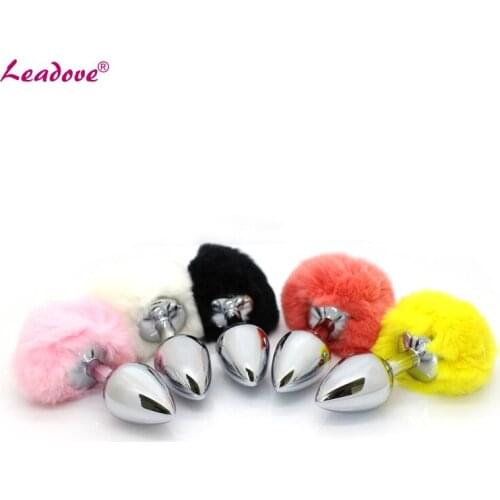 3Pcs/lot Small/Medium/Large Size Butt Pluy Rabbit Tail Plug Anal Insert Stainless Steel Butt Plug Sex Toy for Women