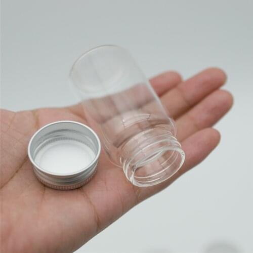6 Pcs/lot 37*70mm 50ml Mini Glass Jars Empty Silver Screw Cap Small Glass BOTTLES Candy Storage Jar Containers Vial Test Tube