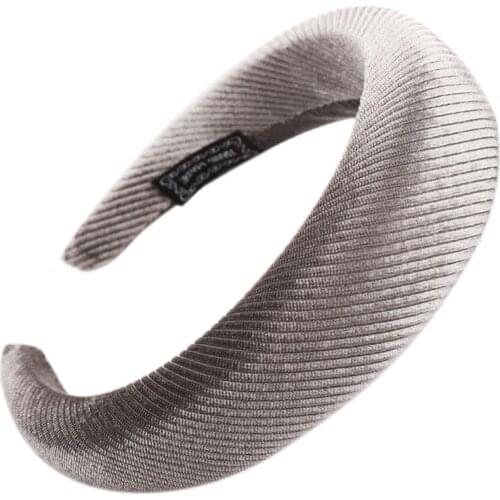 8 Colors Korean Lady Padded Wide Sponge Headband Glitter Velvet Twill Striped Hair Hoop Retro Party Solid Color Thick Headpiece