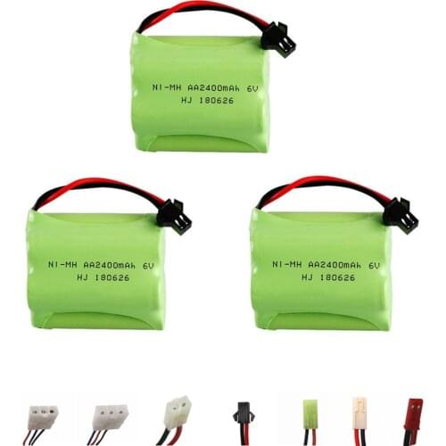 6v 2400mah NiMH Battery For Rc toys Cars Boats Guns Tanks Robots 6v Rechargeable Battery AA Battery Pack 3Pcs for rc boat