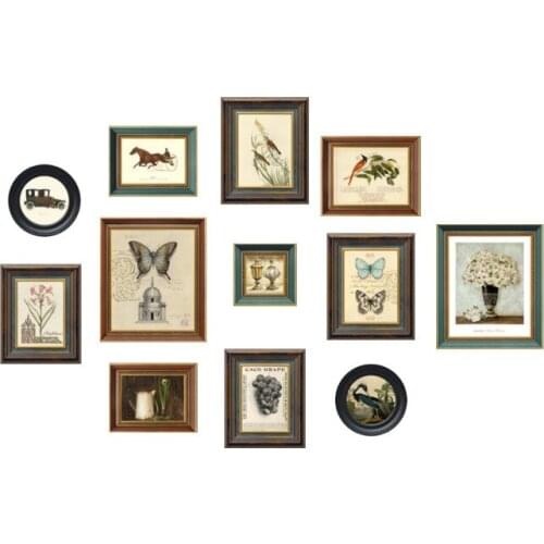 American Retro Home Wall Hanging Deer Head Art Oil Painting Photo Solid Wood Photo Frame Wall Ornament Home Decoration