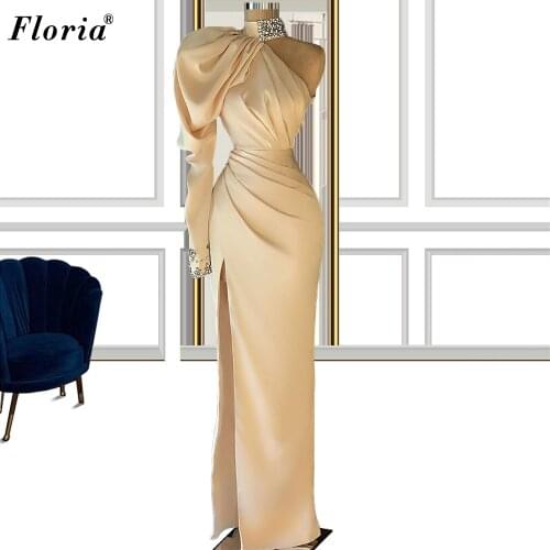 Arabic Simple Mermaid Evening Dresses 2021 One Shoulder Dubai Sexy Prom Party Dresses For Women Elegant Special Occasion Gowns