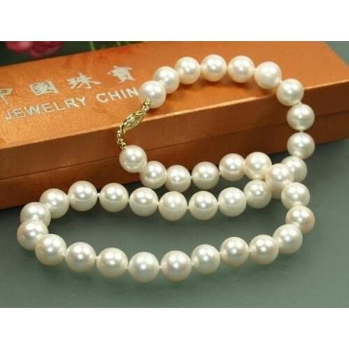 >>>>noble jewelry 18'' 9-10mm AAA++ Australian Akoya south seas white pearl necklace DIY women hot sale jewelry