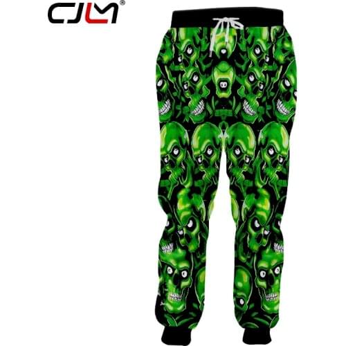 CJLM Polyester Sweatpants Man Hip Hop Green Skulls Pants 3D Printed Punk Rock Chinese Style Free Shipping Trousers