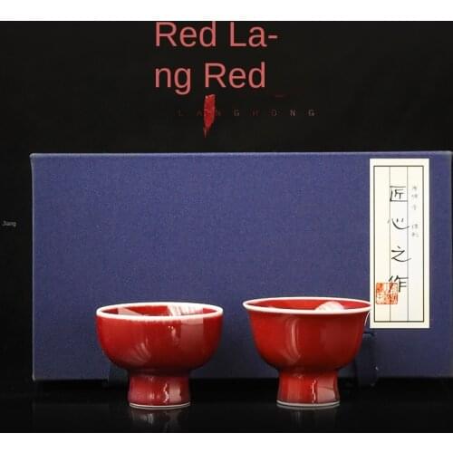 Lang Hong Dragon & Phoenix Couple Cups Ceramic Kung Fu Cup Master Cup Personal Cup Wedding Gift Business Two Gift Set Teacups