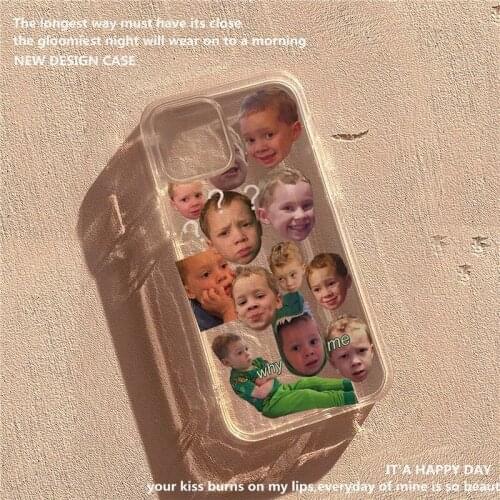 Cute Smirk boy phone case for iphone 7 8 plus XR XS MAX XR iphone 11 Pro Max case Transparent tpu soft clear for iphone 12 cover