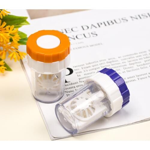 1Pc New Fashion Rotatable Candy Color Contact Lens Case Travel Glasses Lenses Box For Unisex Eyes Care Kit Holder Container