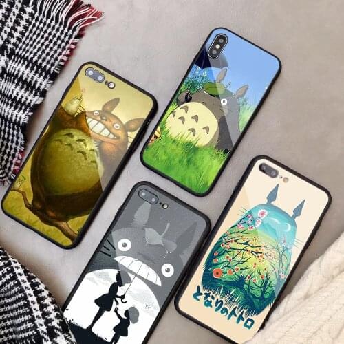 My Neighbor Arriving Totoro Outing Anime Tempered Glass Phone Case For iPhone 6 6plus 7 plus 8 8plus 5 5S 5C SE X XS XR XS Max