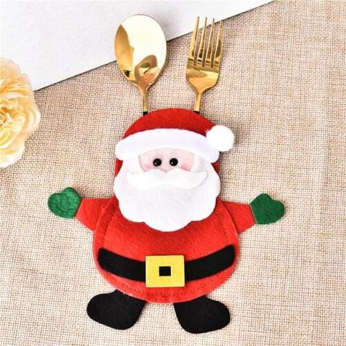 5 Style Silverware Cutlery Holders Santa Claus Snowman Elk Fork Knife Bags Dinner Table Decor Christmas Decorations For Home
