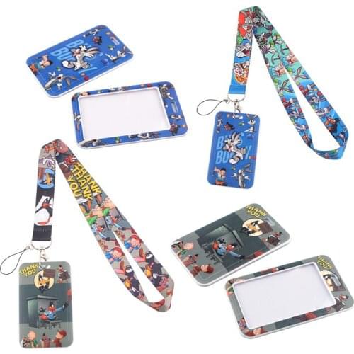 FD0217 Brother Rabbit Anime Mobile Phone Hang Rope Keycord USB ID Card Badge Holder Keychain Lanyards Card Cover With Lanyard