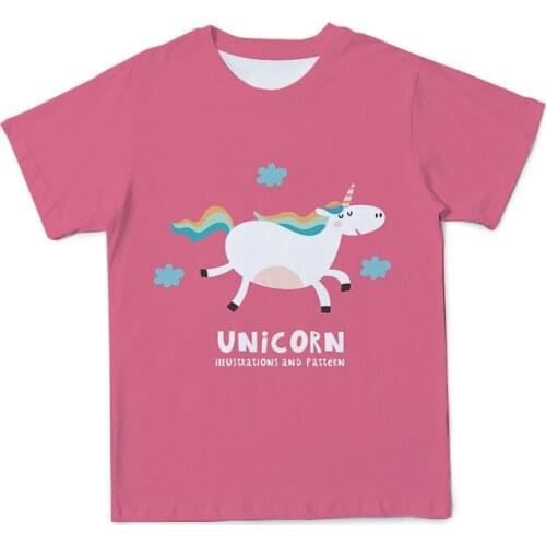 2021 New Mens Summer 3D Leisure Rainbow Unicorn Cute Pattern Digital Printing Round Neck Short Sleeve T-Shirt And Top