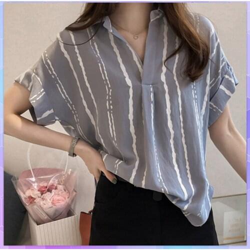 Striped Oversized T-shirt Womens Tee Shirt Chiffon TShirt Plus Size 4XL Short-Sleeved Cotton And Linen T-shirt Summer Thin Tops