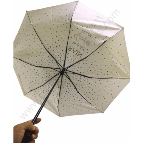 Customized mass cargo Oem Ex-factory three fold windproof full dotting promotion umbrellas anti-rust fiber advertising parasol