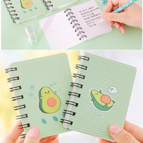 Kawaii Notebook Diary Book Agenda Weekly Planner Notebooks For School Exercise Book Mini Avocado Rollover Portable Coil Notepad