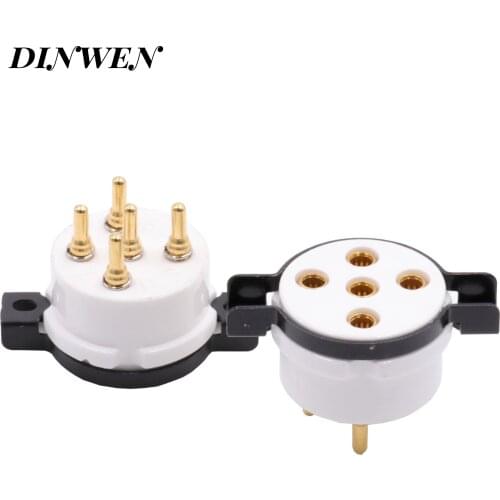 2PCS 5Pin Ceramic Vacuum tube Socket for PX4 B4 B5 PX25 1064 U18 RGN106 Gold Plated Machined Brass Pins Hifi Audio Amplifier DIY