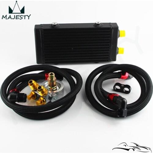 Small 9.5"x5.5"x1.58"Core Dual Pass Bar & Plate Oil Cooler w/73 Deg thermostatic Filter Adapter Kit