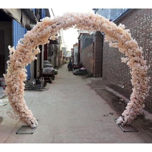 O shape wedding Center pieces Metal Wedding Arch Door Hanging Garland Flower Stands with Cherry blossoms For Wedding Event Decor