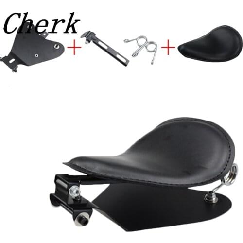 Motorcycle Solo Seat Black Leather Spring Base Bracket Kit For Harley Sportster 883 1200 XL Dyna Bobber Chopper Custom Honda