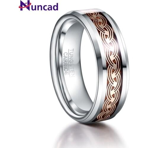 NUNCAD Silver Color Anel Masculino High Polish Gold Color Ripple Pattern Tungsten Steel Men Wedding Rings AAA Quality