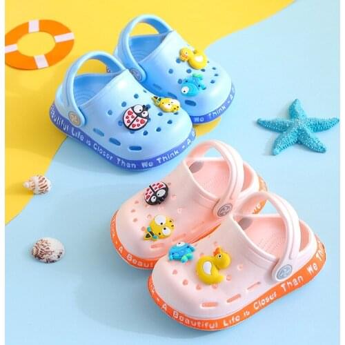 Kids Mules & Clogs Summer Baby Boys Girls Cartoon Sandals Flat Heels Solid Cartoon Slippers Childrens Garden Shoes