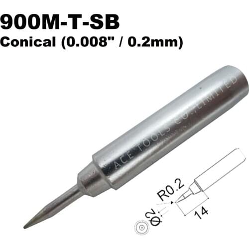 Soldering Tip 900M-T-SB Conical 0.2mm for Hakko 936 907 Milwaukee M12SI-0 Radio Shack 64-053 Yihua 936 X-Tronics 3020 Iron Bit