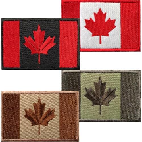 Army Stripes Tactical Military National Emblem Embroidered Badges Red Maple Leaf Embroidery Canada Flag Quebec Velcro Patches