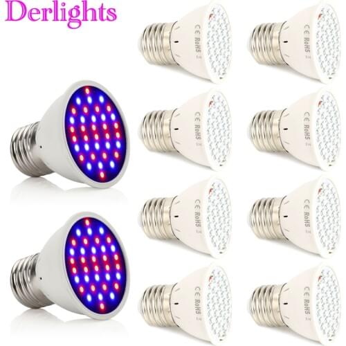 Wholesale LED Grow Light 10pcs/lot AC85-265V 3W E27 Red+Blue 36 Leds Aquarium LED Indoor Plant Grow Lights phyto LEDs for plants