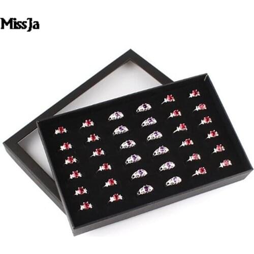 Earrings Display Holder Organizer Practical Show Case Transparent Window PVC 36 Slots Ring Box Tray Jewelry Storage Case