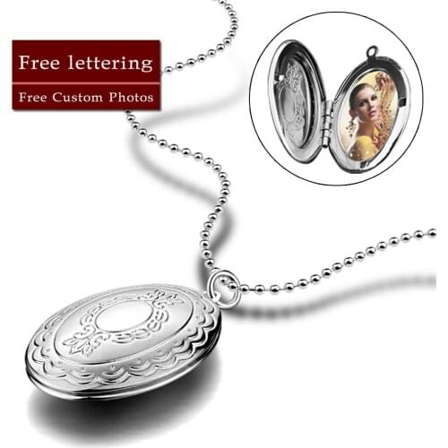Romantic Egg Shape Photo Frame Necklaces for Women Gifts Can Be Opened 925 Solid Silver Daily Anniversary Love Keepsake Jewelry
