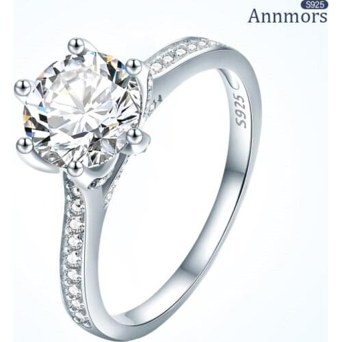 Couple Wedding Engagement Rings Fits Pandora 925 Sterling Silver Rings Shine Diamond Round Prong Setting Jewelry for Lover Wife