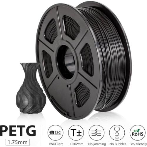 PETG Filament 1kg 1.75mm Tolerance +/-0.02mm 320m/Roll Translucent Good Toughness Non-toxic Printing Material for FDM 3D Printer