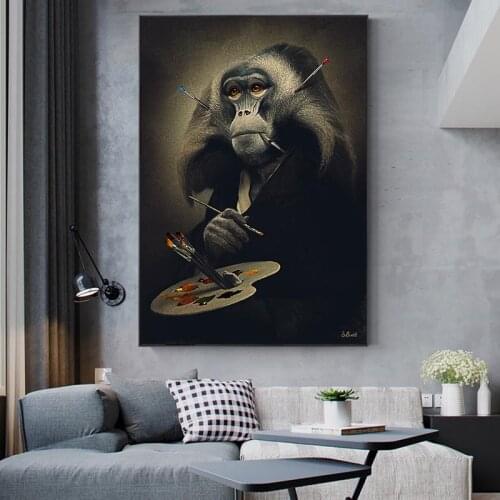 Canvs Poster Animal Blacl and White Orangutan Artist Wall Pictures for Kids Room Home Decoration Art Canvas Painting